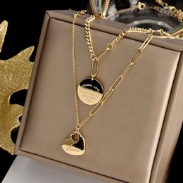 Heart Smile Coin Pendant Necklace Flat bottom solid love for women Gold Color Jewelry Gifts283C