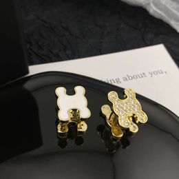 2024 Fashionable Double sided Triumphal Arch Droplet Glaze Micro inlaid Zircon Buckles Versatile and Unique Earrings Simple Ear Accessories