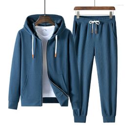 Men's Tracksuits 2 Piece Set Autumn Mens Casual Jogging Tracksuit Hooded Jacket Sweatpants Drawstring Men Solid Color Fashion Sportswear