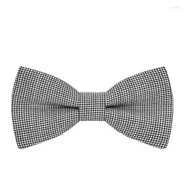 Bow Ties High Quality Wool Black And White Fine Grid Tie For Banquet Wedding Groom Groomsman Suit Fashionable High-end Men's Bows