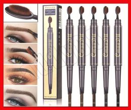 CmaaDu eye makeup Eyebrow Pencil Toothbrush Head Design Brush 2 in 1 Eyebrow Pencil Eyebrow Brush Longlasting Waterproof 5 Colo3655005