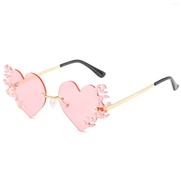 Sunglasses Heart For Women Thin Metal Frame Trendy Transparent Candy Color Eyewear Party Favor