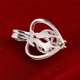 HOPEARL Jewellery Kissing Lover Lockets Pendants Wish Pearl Cage 925 Sterling Silver 3 Pieces273f