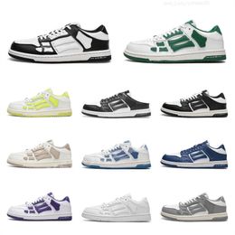 Designer Skel Top Low Men Women Shoes Bones Hi Leather Sneakers Luxury Skeleton Blue Red White Black Green Grey Pink couple casual Mens Womens shoes M24