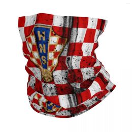 Berets Croatia Football Flag Bandana Winter Neck Warmer Women Windproof Wrap Face Scarf For Hiking Croatian Soccer Gift Gaiter Headband