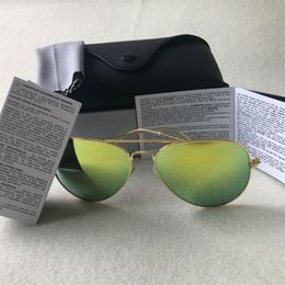 1 Pcs Brand Designer Glass lens Sunglasses Classic Pilot Sun glasses gold frame Raysfor Men Women UV400 Bans58mm 62mm lens With Ca197l