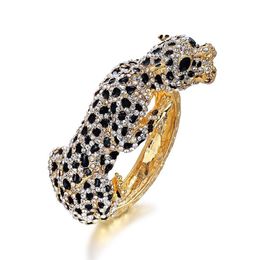 Leopard Panther Bangle Women Bracelet Femme Enamel Animal Crystal Party Gift Gold Brazalete Mujer Indian Jewellery Kpop Fashion 2109302A