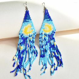 Dangle Earrings Fringe Hand Knitting Fashion Beading Moon Sunflower Personality Bohemia Alloy Ma'am Rice Bead