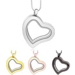 Heart magnetic glass floating charm locket Zinc Alloy chains included for LSFL04303w