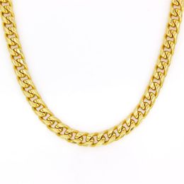 Real 10k Yellow Gold Filled Miami Cuban Chain Necklace 24 Inch Custom Box Lock Men 10mm width 5mm Thickness Heavy2674