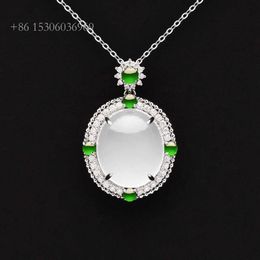 Custom Jewelry Factory High End Quality Genuine Icy White Quartz Jadeite Jade Moissanite Diamond Solid Gold Pendant