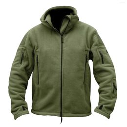 Men's Jackets Winter Outdoor Sports Hiking Polar Jacket Casual Zipper Pockets Tactical Thermal Warm Solid Color Work Coats Tops