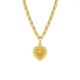 Pendant Necklaces Simple Vintage Heart Plated 24K Gold Stainless Steel Jewelry Female251e