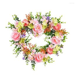 Decorative Flowers Heart Shaped Garland Valentines Day Wreath Adorn Prop Memorial Valentine's Of Love