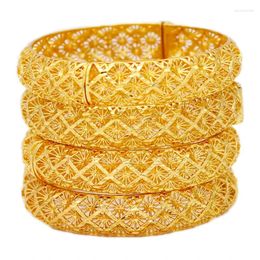 Bangle Women Charm Bracelet 24K Gold Colour Jewellery Dubai Flower Brand African Designer Ethiopian Hawaiian