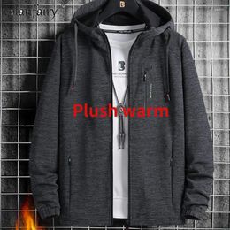 Men's Jackets 8XL Mens Jacket Sports Spring Oversized Cardigan Autumn Winter Plush Sweater Loose 's Hooded Coat Top F