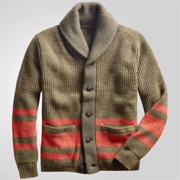 Men's Sweaters 2024 Knitted Sweater Men Long Sleeve Casual Streetwear Cardigan Button Down Lapel Striped Sweatercoat Autumn Winter Clothing