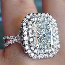 Wedding Rings 2023 Trendy Bands Cubic Zircon For Women Silver Color Gorgeous Proposal Engagement Modern Jewelry