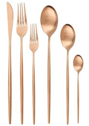 36Pcs Rose Gold Flatware Matte Cutlery Set 304 Stainless Steel Tableware Set Dessert Fork Spoon Silverware Kitchen Dinnerware 20101239613