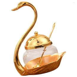 Dinnerware Sets Sugar Bowl Swan Seasoning Jar Container Storage Spices Household Salt Creative Kitchen Supplies