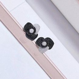 Stud Earrings ZOCA Customised Stereo 925 Silver 5A Zircon Inlaid Black White Rose Flower Fine Jewellery Women Gift Party