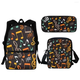 School Bags 2024 Music Note Print Boys Girls Child Backpack For Teenage Shoulder Large Capacity Zipper Bookbag Pencil Case Gift