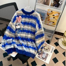 Women's Sweaters Hsa Korean Fashion Women Stripes Loose Big Sweater For Y2k Clothes Autumn And Winter Outer Wear Coat