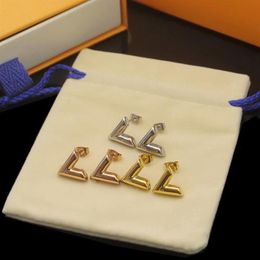 Fashion Earrings 316L stainless steel luxury women stud rose gold brand V letter triangle designer earring Jewellery gifts244o