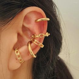 Backs Earrings Creative Ear Bone Clip Without Hole For Women Gold Color Chain Hollow Out Multi-layer C-shaped