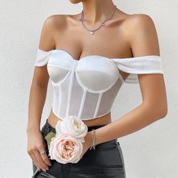 Women's Tanks White Camisole Sweet Gauze Bra Tops Female Camis Diamond Fishbone Spicy Girl Tank Sleeveless Crop Women Clothe Tees