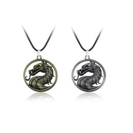 Mortal Kombat necklace dragon vintage pendant movie video game jewelry Men Women240b