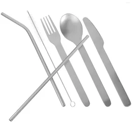 Dinnerware Sets Spoon And Straw Reusable Camping Silverware Stainless Steel Serving Utensils Buffet