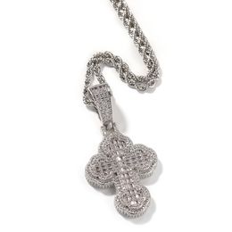 Hip Hop Cross Pendant Necklace Women Men Gift Full 5A Zircon 18k Real Gold Plated Religion Jewellery Gift