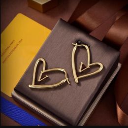 Luxury 18K Gold Women Jewellery Hoop earrings Heart shaped Ear Studs Lady Wedding accessories Valentine's Day gifts2827