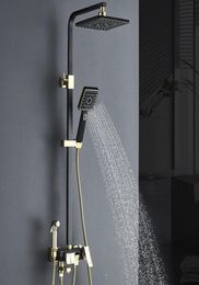 Matte Black Gold Bathroom Faucet Rain Shower Bath Faucet Wall Mounted Bathtub Shower Mixer Tap Set Mixer4823390