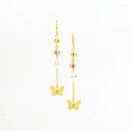Hoop Earrings Women's Accessories Fashion 14K Gold Plated Tassel Tricolor Round Butterfly Pendant