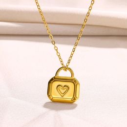 Pendant Necklaces Fashion Handbag Necklace For Women Charm Love Heart Lock Choker Waterproof Stainless Steel Jewelry Clavicle Collar Gifts