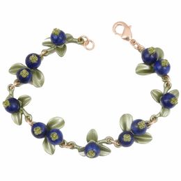 Link Chain HUANZHI 2021 Sweet Metal Plant Leaves Freshwater Pearl Fruit Blueberry Bracelet For Women Girls Party Birthday Jewelry338K