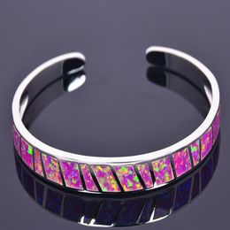 Whole & Retail Fashion Fine Pink Fire Opal Bangles 925 Silver Plated Jewelry For Women DSC304265z