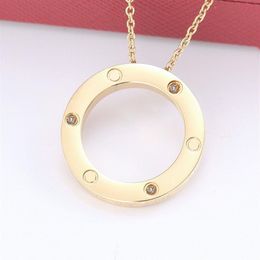 Love Luxury Necklaces Women Round Pendant Stainless Steel Couple Fashion Jewelry for Neck Christmas Valentine Day Gifts Girlfriend235b