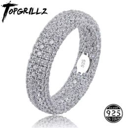 Quality 925 Sterling Silver Stamp Ring Full Iced Out Cubic Zirconia Mens Women Engagement Rings Charm Jewellery For Gifts 211012289S