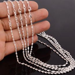 Whole- 10pcs lot Fashion Silver Necklace Chains 2mm 925 Jewellery Silver Plated Double Water Wave Chain Necklace 16 -30&quo225Q