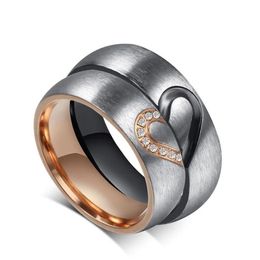 2020 New Fashion Love Heart Couple Rings for Women Men Wedding Engagement CZ Ring Unique Fine Jewellery Valentine's Day Gift2276