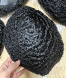 Afro Kinky Curl Full Lace Toupee Brazilian Virgin Human Hair Replacement 4mm6mm8mm10mm12mm15mm Full PU Unit for Black Men Fas8418697