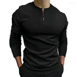 Men's T Shirts Wepbel Long Sleeve Hidden Long-Sleeve Zipper Top Fall Men Tshirt Solid Color T-shirts High Quality Male Tops Classic Clothes