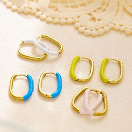 Hoop Earrings 4 Pair Stainless Steel Candy Colour Enamel Women Kids Gifts Fashion Gold Earring Daily Wear Jewellery