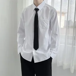 Men's Casual Shirts Japanese White Long-sleeved Shirt Couple High Street Loose Dk Uniform With Free Ties Men T-shirts Male Clothes