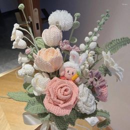 Wedding Flowers Fairy Tales Artificial Fabric Needlework Bridesmaid Bouquet Mariage Knitted Flower Hand Woven For Lovers