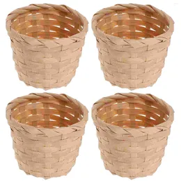 Dinnerware Sets 10 Pcs Bamboo Mini Flower Basket Home Storage With Lid Container Woven Artificial Decor Premium Decorative Flowerpot