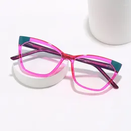 Sunglasses Fashionable And Trendy Flat Mirror Insert Cat Eye Lens Frame Modern Myopia Glasses With Plain Face For Daily Use